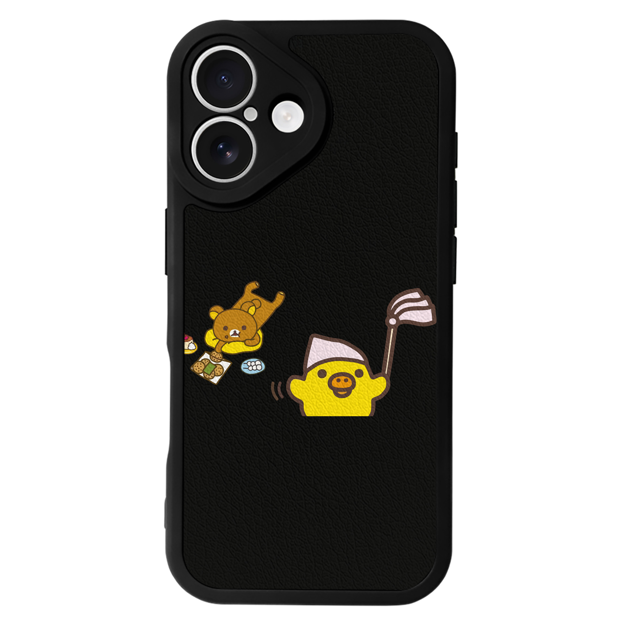 （画像用） リラックマ リラックマ キイロイトリ Rilakkuma Korilakkuma Kiiroitori 【iPhone 16シリーズ対応】シリコンスマホケース（レザー調） 材質：シリコン